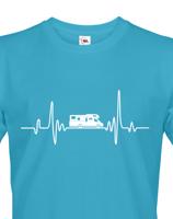 Pánské tričko pro cestovatele - srdeční tep a karavan