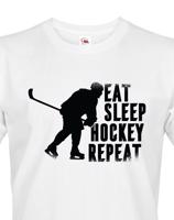 Pánské tričko pro hokejisty Eat, sleep, hockey, repeat -  skvělý dárek pro hokejisty
