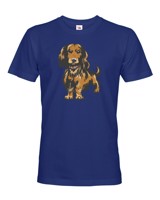 Pánské tričko pro milovníky psů s potiskem kresleného jezevčíka