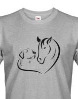 Pánské tričko pro milovníky zvířat - Srdce koně a psa - skvělý dárek