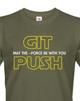 Pánské tričko pro programátory GIT, MAY THE FORCE BE WITH YOU, PUSH
