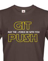 Pánské tričko pro programátory GIT, MAY THE FORCE BE WITH YOU, PUSH