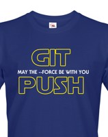 Pánské tričko pro programátory GIT, MAY THE FORCE BE WITH YOU, PUSH