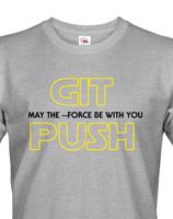 Pánské tričko pro programátory GIT, MAY THE FORCE BE WITH YOU, PUSH