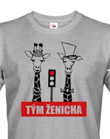 Pánské tričko pro tým ženicha s žirafami na rozlučku se svobodou