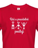 Pánské tričko rád a pravidelně posiluji - tričko s motivem vína