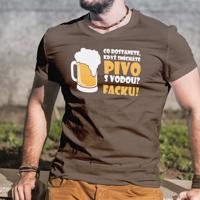 Pánské tričko s pivním motivem Co dostaneme když smícháme pivo s vodou? Facku!