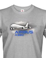 Pánské tričko s potiskem Airbus A380 - ideální dárek pro milovníky letadel