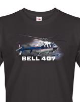 Pánské tričko s potiskem Bell 407 - ideální dárek pro milovníky helikoptér
