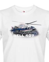 Pánské tričko s potiskem Bell 407 - ideální dárek pro milovníky helikoptér