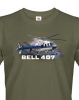 Pánské tričko s potiskem Bell 407 - ideální dárek pro milovníky helikoptér