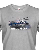 Pánské tričko s potiskem Bell 407 - ideální dárek pro milovníky helikoptér