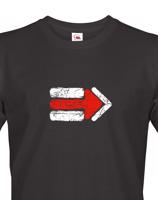 Pánské tričko s potiskem červené turistické šipky - ideální turistické tričko