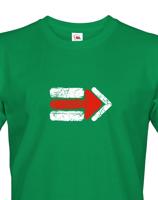 Pánské tričko s potiskem červené turistické šipky - ideální turistické tričko