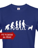 Pánské tričko s potiskem Evoluce venčení psa - tričko pro pejskaře