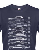 Pánské tričko s potiskem Ford Mustang History Silhouette  -  tričko pro milovníky aut