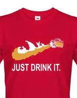 Pánské tričko s potiskem JUST DRINK IT parodující tradiční značku