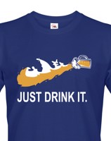 Pánské tričko s potiskem JUST DRINK IT parodující tradiční značku