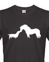 Pánské tričko s potiskem koně a psa - skvělý dárek pro milovníky zvířat