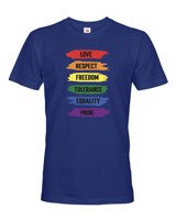 Pánské tričko s potiskem Love-respect-freedom-tolerance-equality-pride