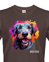 Pánské tričko s potiskem plemene Írsky vlkodav s volitelným jménem