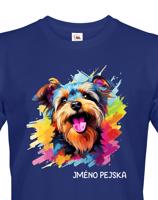 Pánské tričko s potiskem plemene Jorkšírský teriér s volitelným jménem