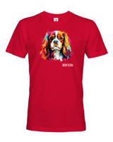 Pánské tričko s potiskem plemene Kavalír King Charles španěl s volitelným jménem