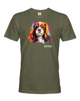 Pánské tričko s potiskem plemene Kavalír King Charles španěl s volitelným jménem