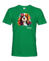 Pánské tričko s potiskem plemene Kavalír King Charles španěl s volitelným jménem