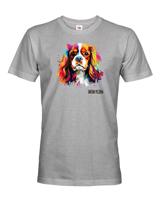 Pánské tričko s potiskem plemene Kavalír King Charles španěl s volitelným jménem