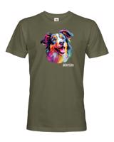 Pánské tričko s potiskem plemene Kolie s volitelným jménem