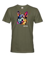 Pánské tričko s potiskem plemene Nórsky elkhound s volitelným jménem