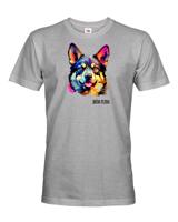 Pánské tričko s potiskem plemene Nórsky elkhound s volitelným jménem