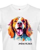 Pánské tričko s potiskem plemene Velššpringlšpaněl s volitelným jménem