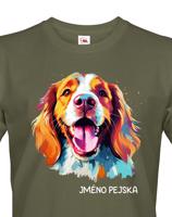 Pánské tričko s potiskem plemene Velššpringlšpaněl s volitelným jménem