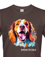 Pánské tričko s potiskem plemene Velššpringlšpaněl s volitelným jménem