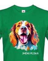 Pánské tričko s potiskem plemene Velššpringlšpaněl s volitelným jménem