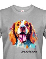 Pánské tričko s potiskem plemene Velššpringlšpaněl s volitelným jménem