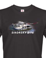 Pánské tričko s potiskem  Sikorsky S-76 - ideální dárek pro milovníky helikoptér