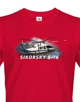 Pánské tričko s potiskem  Sikorsky S-76 - ideální dárek pro milovníky helikoptér