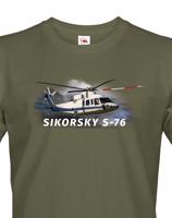 Pánské tričko s potiskem  Sikorsky S-76 - ideální dárek pro milovníky helikoptér