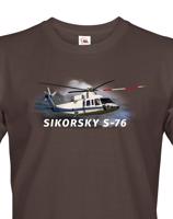 Pánské tričko s potiskem  Sikorsky S-76 - ideální dárek pro milovníky helikoptér