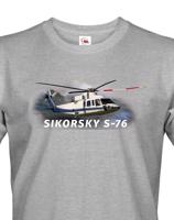 Pánské tričko s potiskem  Sikorsky S-76 - ideální dárek pro milovníky helikoptér
