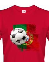 Pánské tričko s potiskem vlajky Portugalska a fotbalového míče - tričko pro milovníky fotbalu