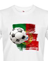 Pánské tričko s potiskem vlajky Portugalska a fotbalového míče - tričko pro milovníky fotbalu