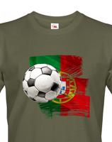 Pánské tričko s potiskem vlajky Portugalska a fotbalového míče - tričko pro milovníky fotbalu