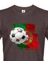 Pánské tričko s potiskem vlajky Portugalska a fotbalového míče - tričko pro milovníky fotbalu