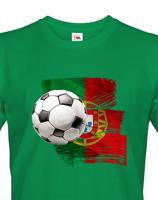 Pánské tričko s potiskem vlajky Portugalska a fotbalového míče - tričko pro milovníky fotbalu