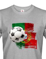 Pánské tričko s potiskem vlajky Portugalska a fotbalového míče - tričko pro milovníky fotbalu