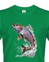 Pánské tričko s rybářským potiskem s motivem pstruha duhového